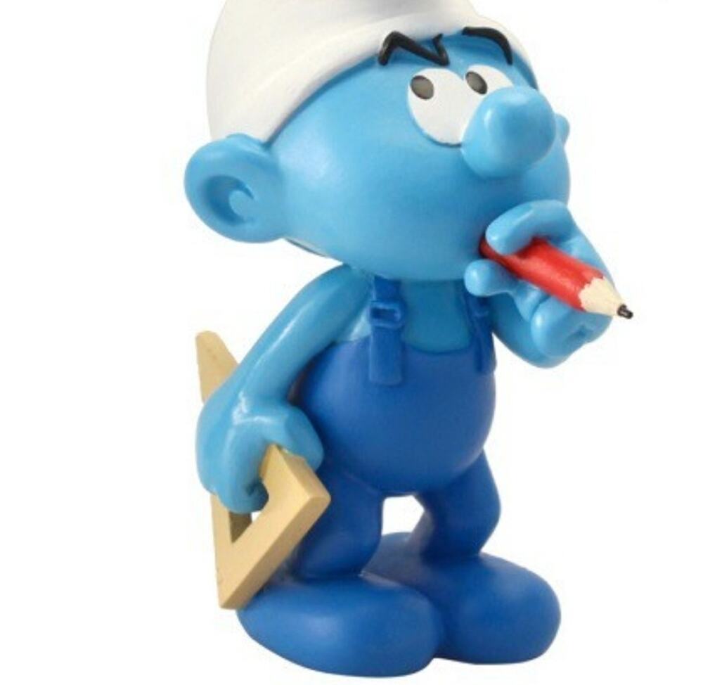Rare Handy smurf with triangle - Resin figurine - Plastoy 10cm 2017 Peyo Company